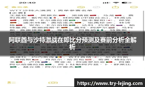 阿联酋与沙特激战在即比分预测及赛前分析全解析